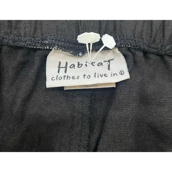 Habitat Pants Wide Leg 100% Linen Button Ankle Black Small S - Picture 3 of 6